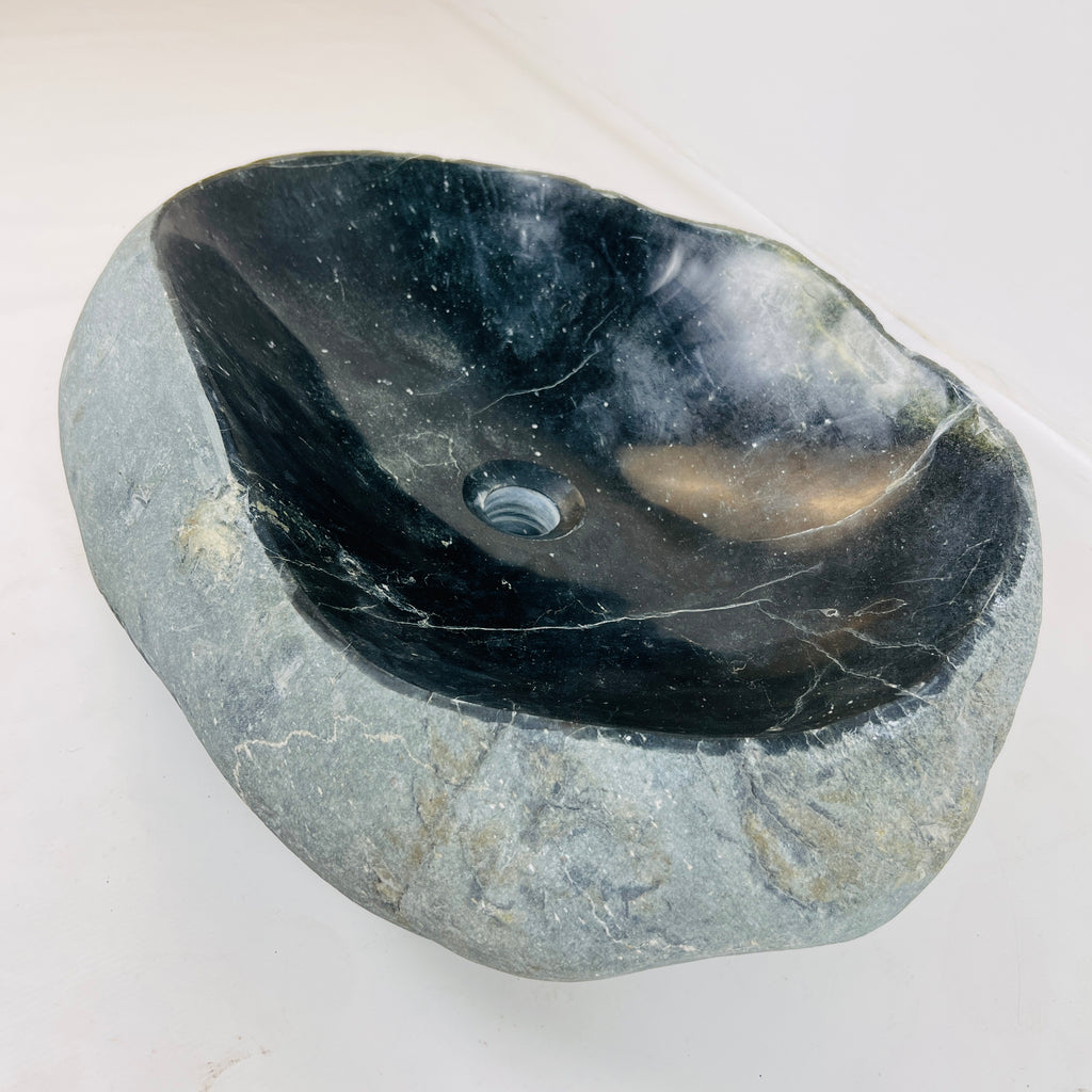 Lime Green Marked Black River Stone Sink