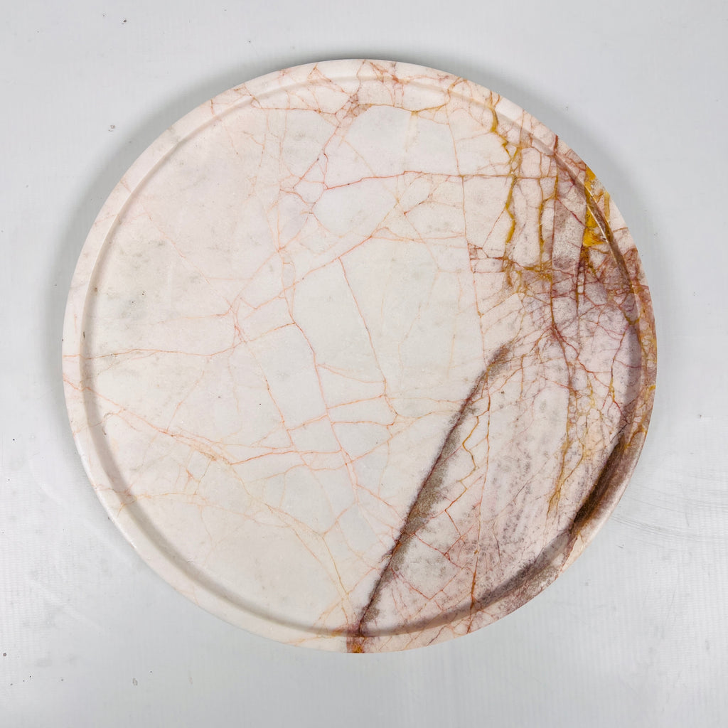 White With Red Veins Marble Plate