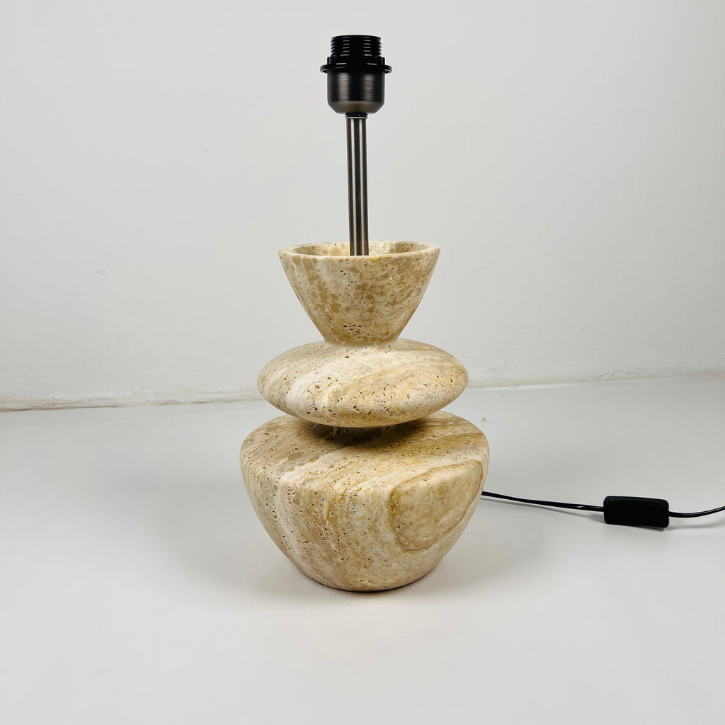 Pot Bottom Travertine Table Lamp