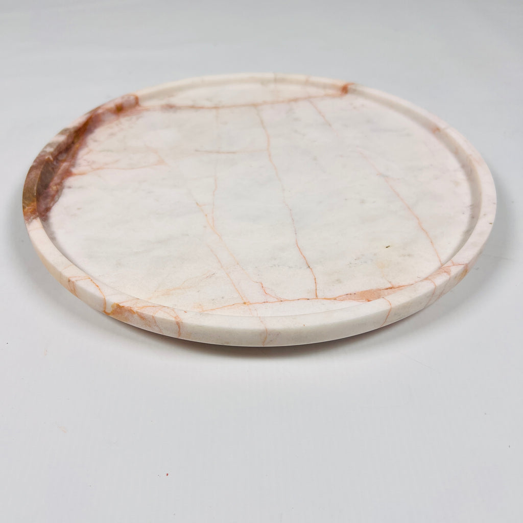 White With Red Veins Marble Plate