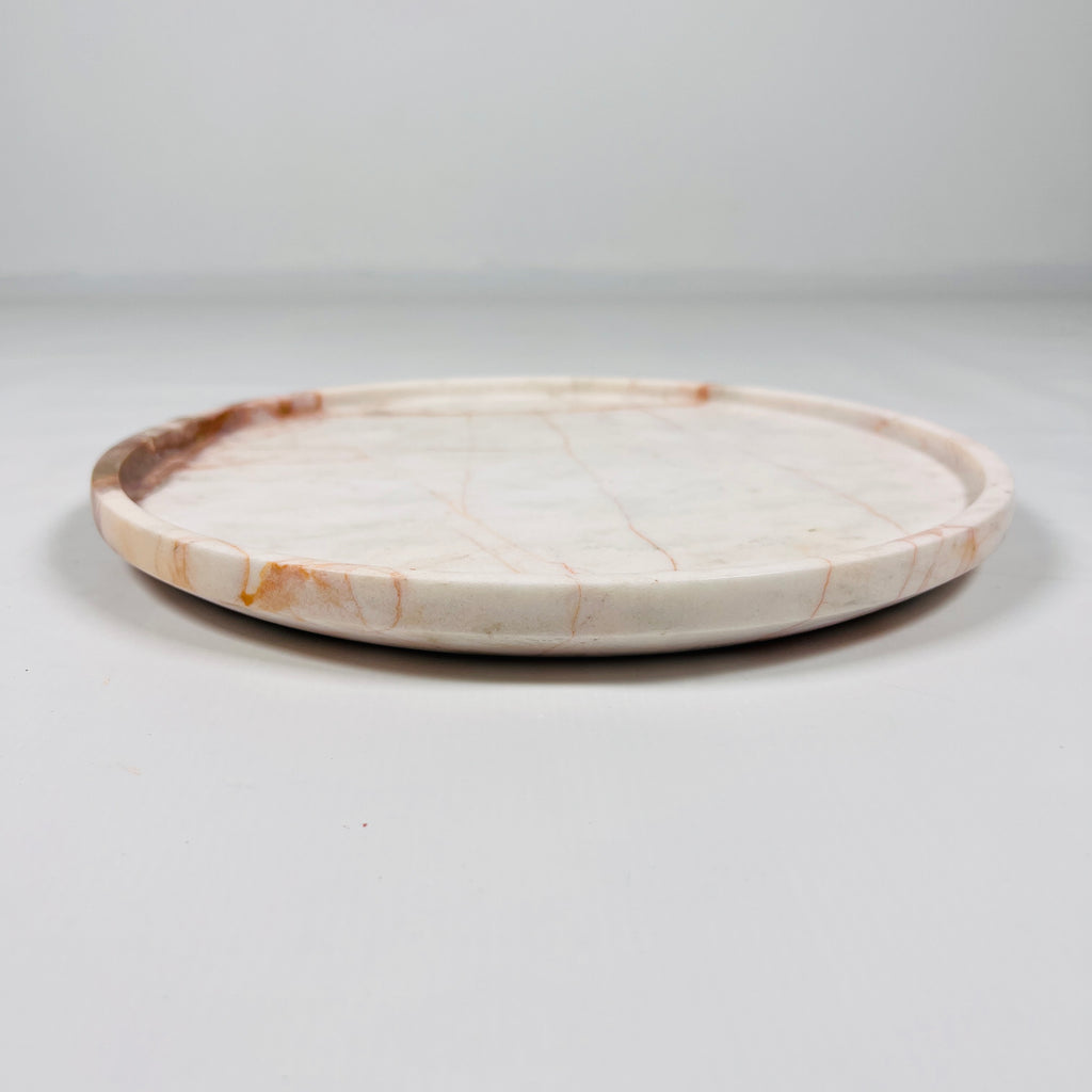 White With Red Veins Marble Plate