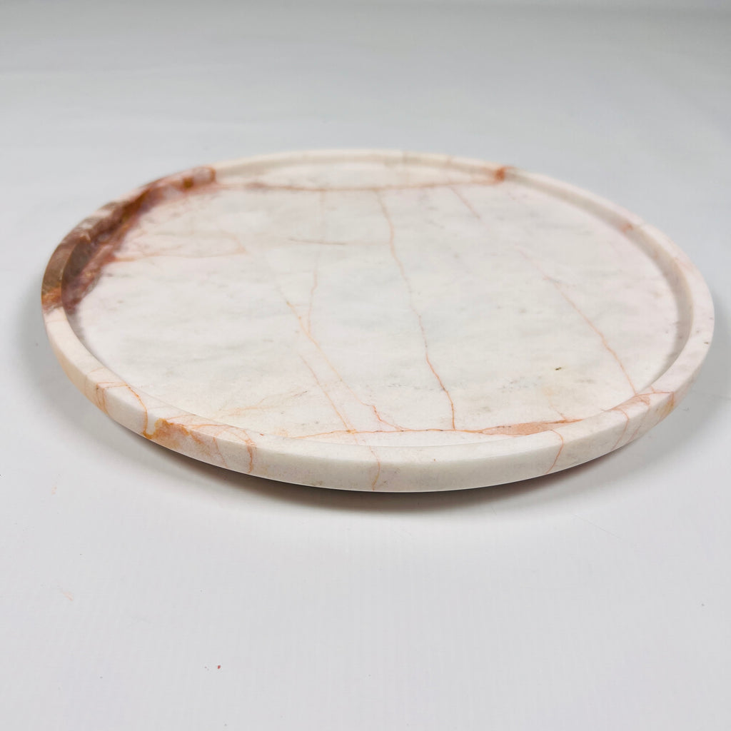 White With Red Veins Marble Plate