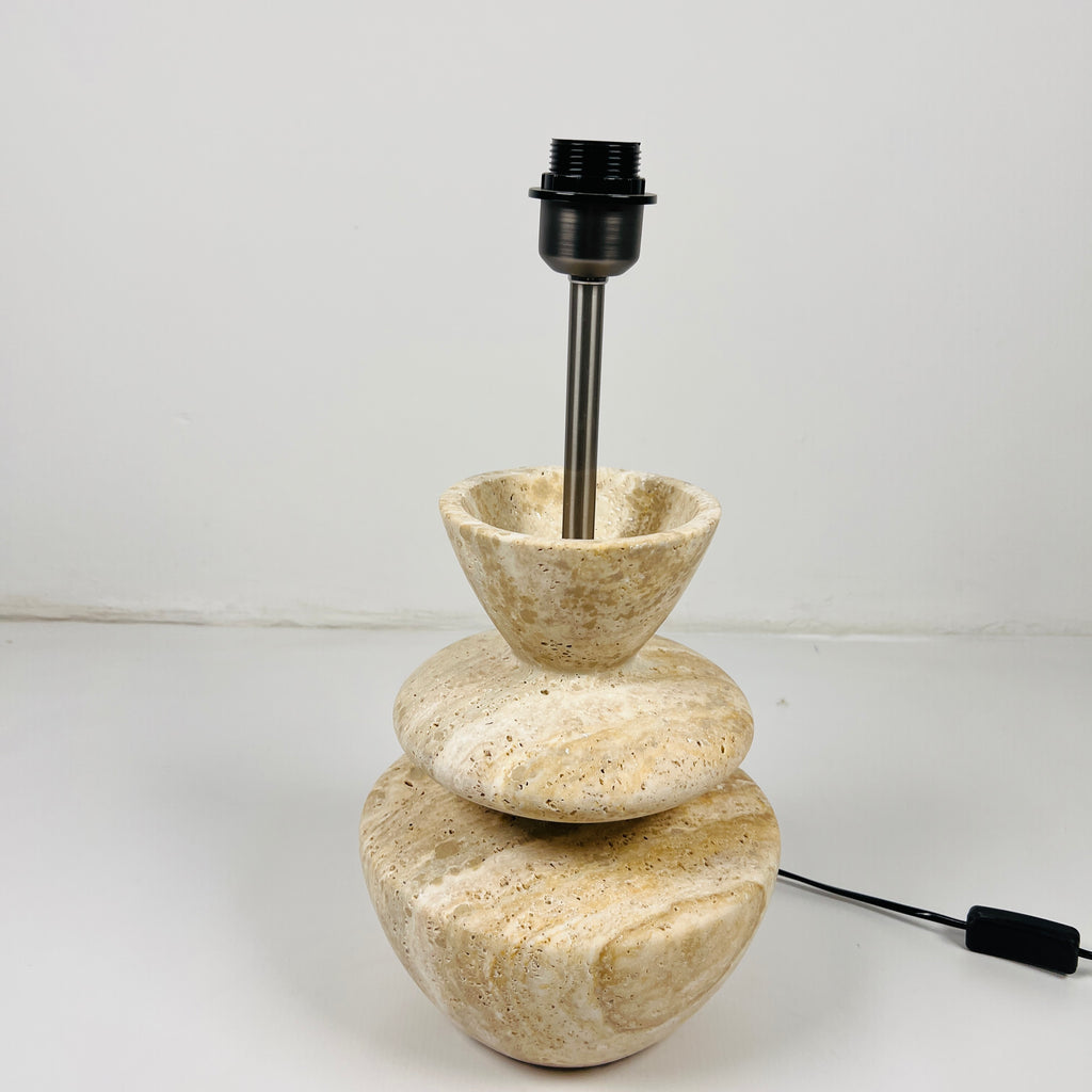 Pot Bottom Travertine Table Lamp