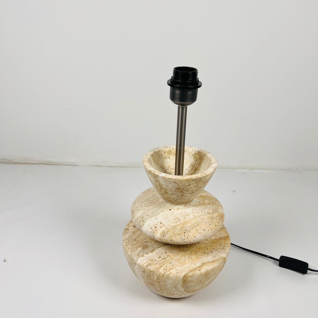 Pot Bottom Travertine Table Lamp