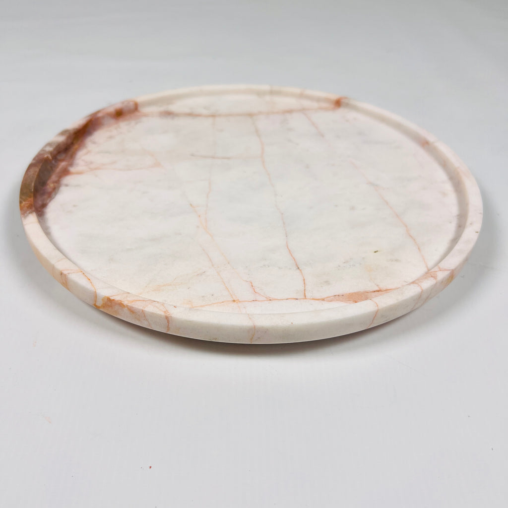 White With Red Veins Marble Plate