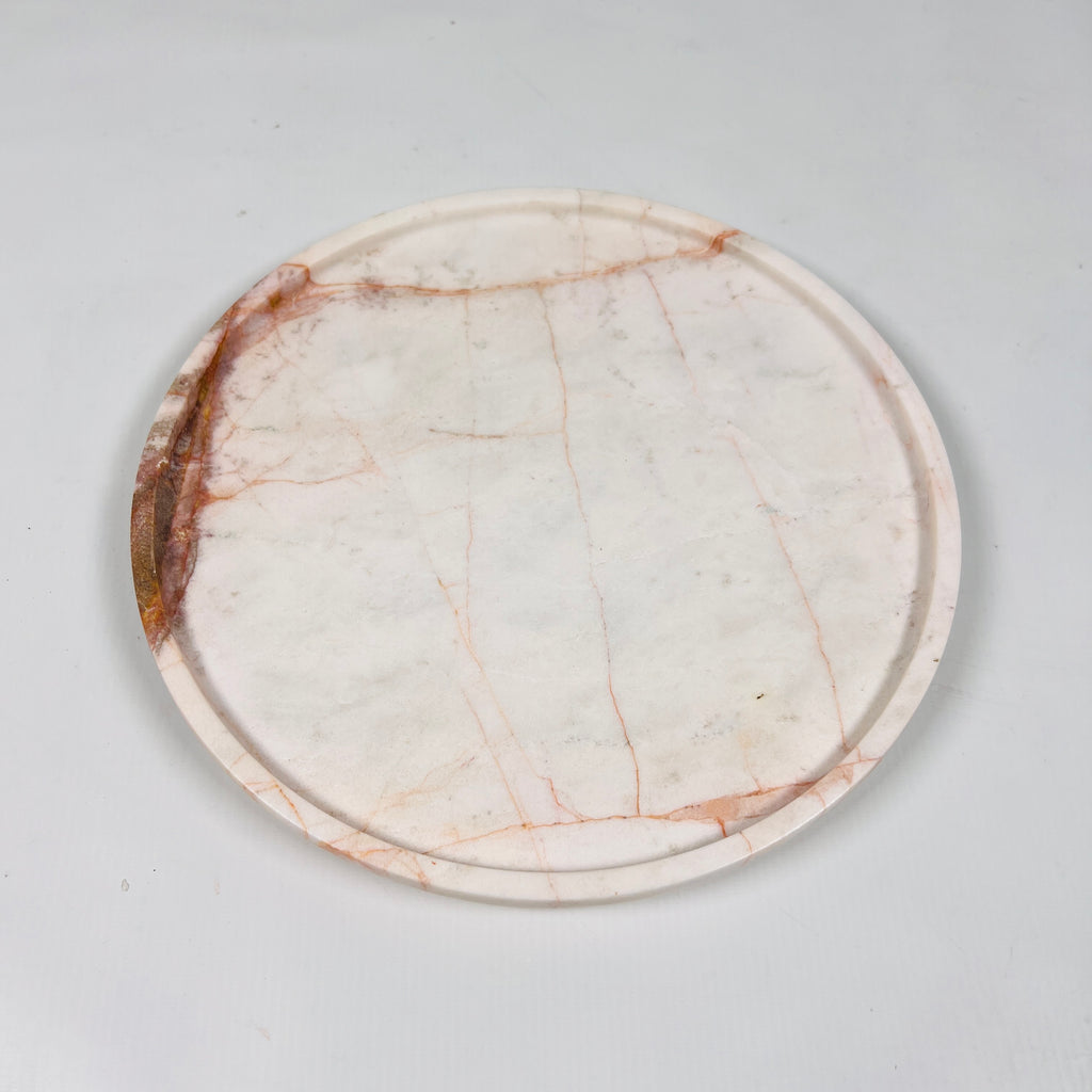 White With Red Veins Marble Plate