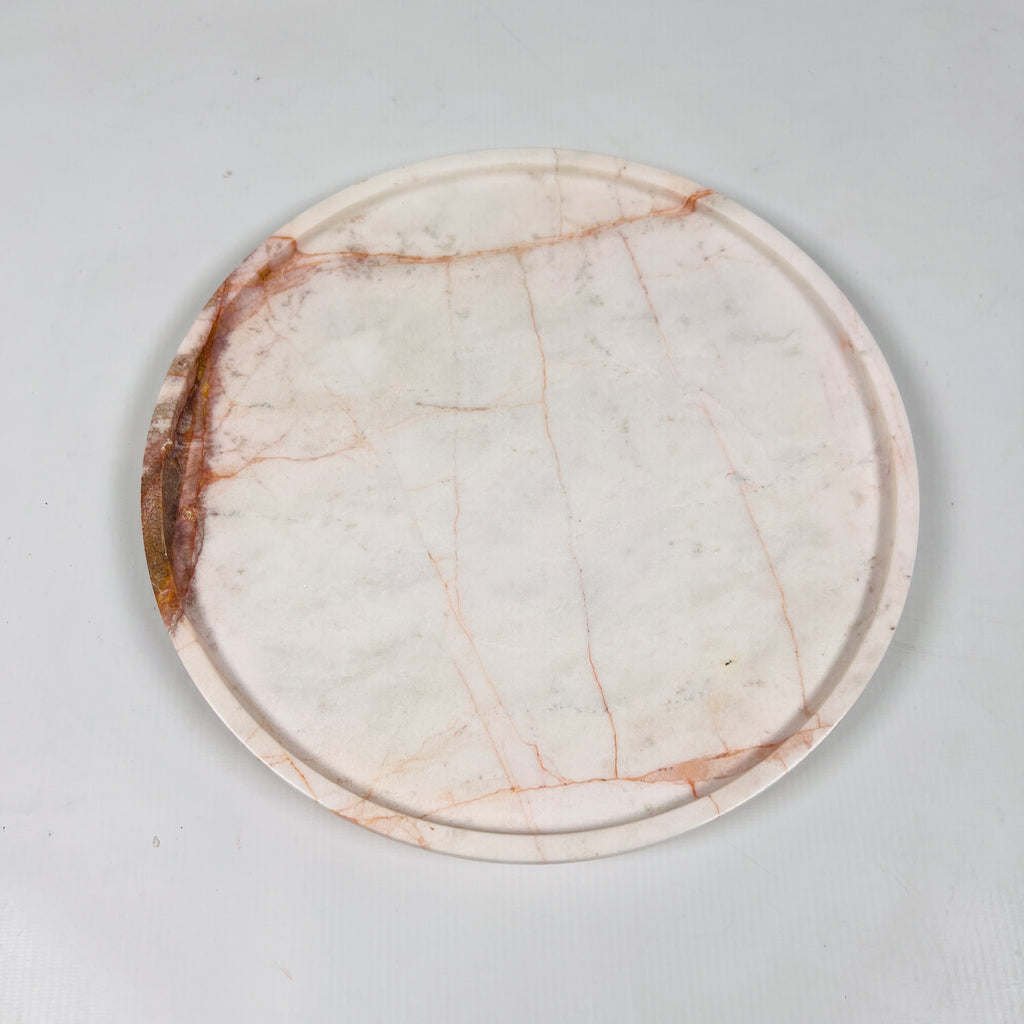 White With Red Veins Marble Plate