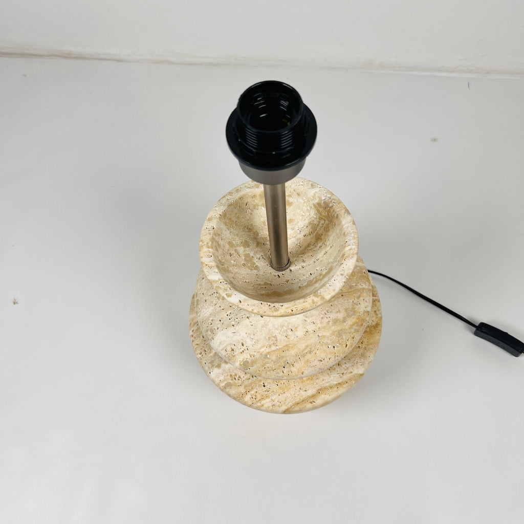 Pot Bottom Travertine Table Lamp