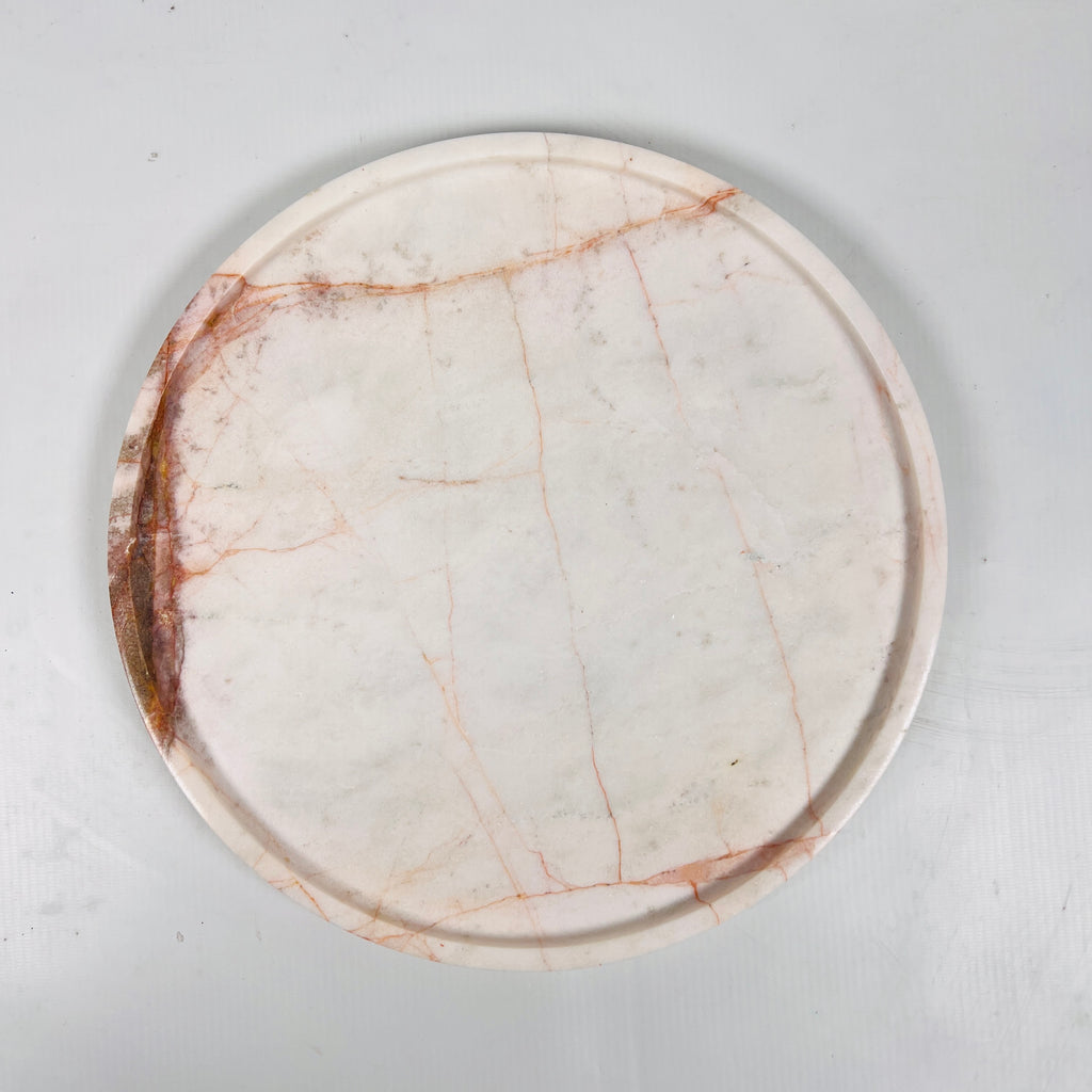 White With Red Veins Marble Plate