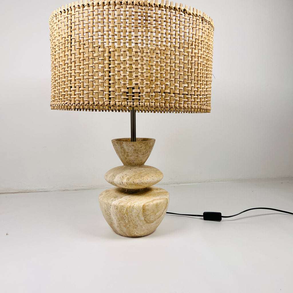 Pot Bottom Travertine Table Lamp