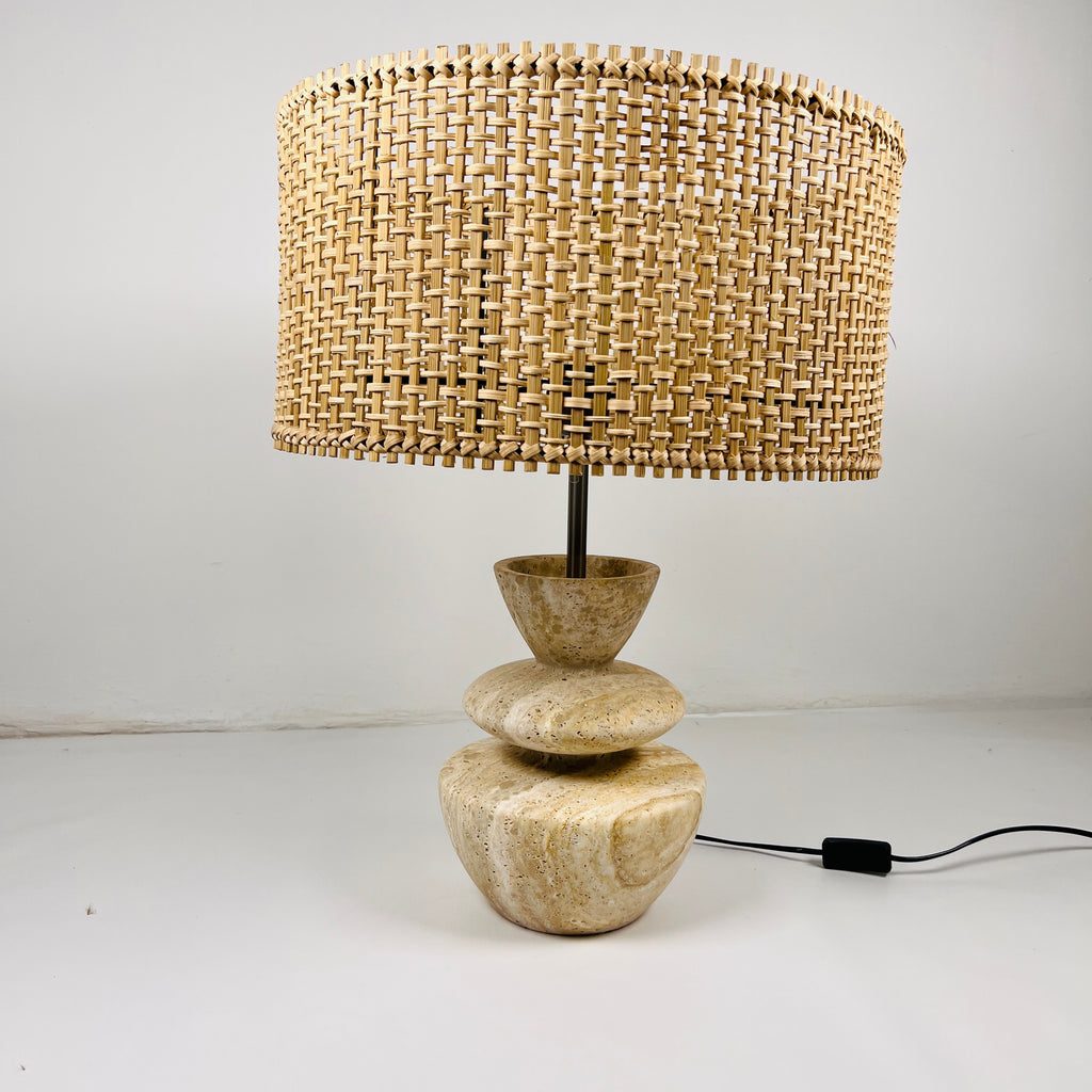 Pot Bottom Travertine Table Lamp