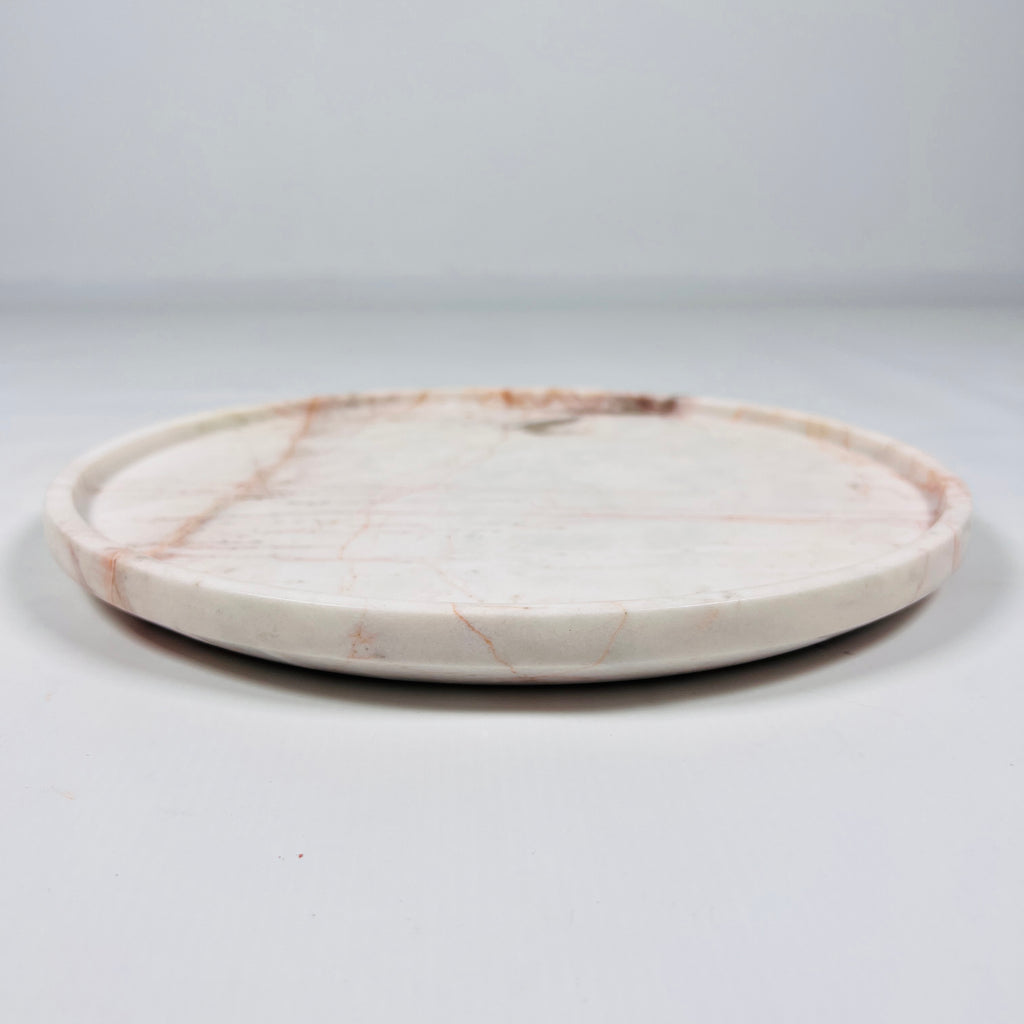 White With Red Veins Marble Plate