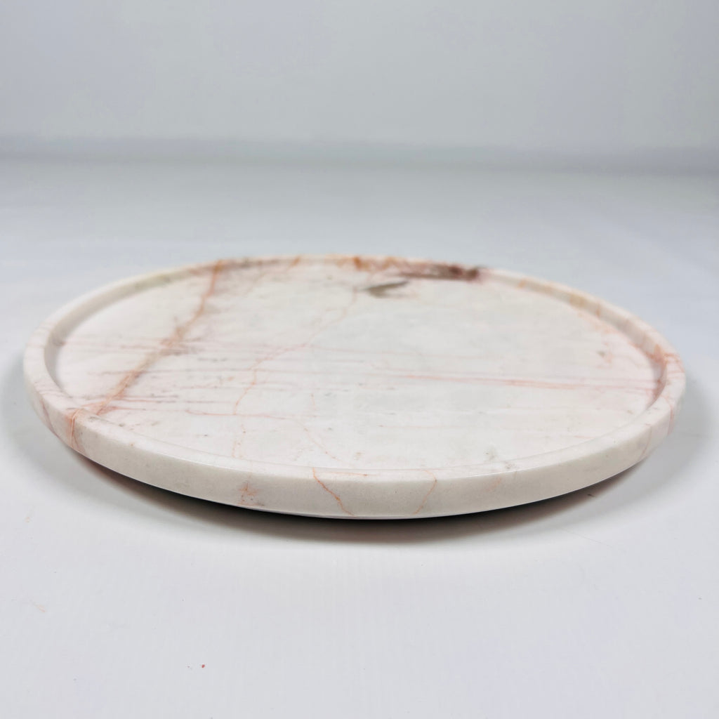 White With Red Veins Marble Plate