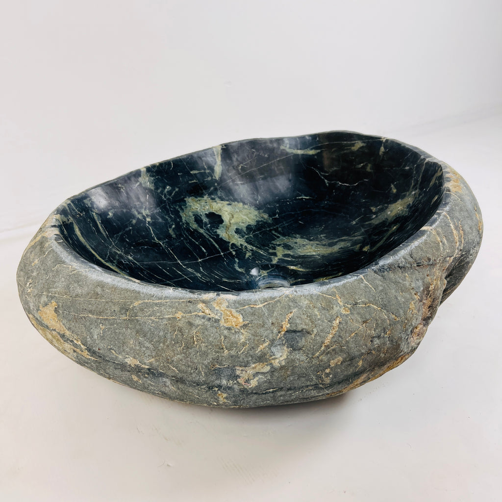 Lime Green Striped River Stone Sink