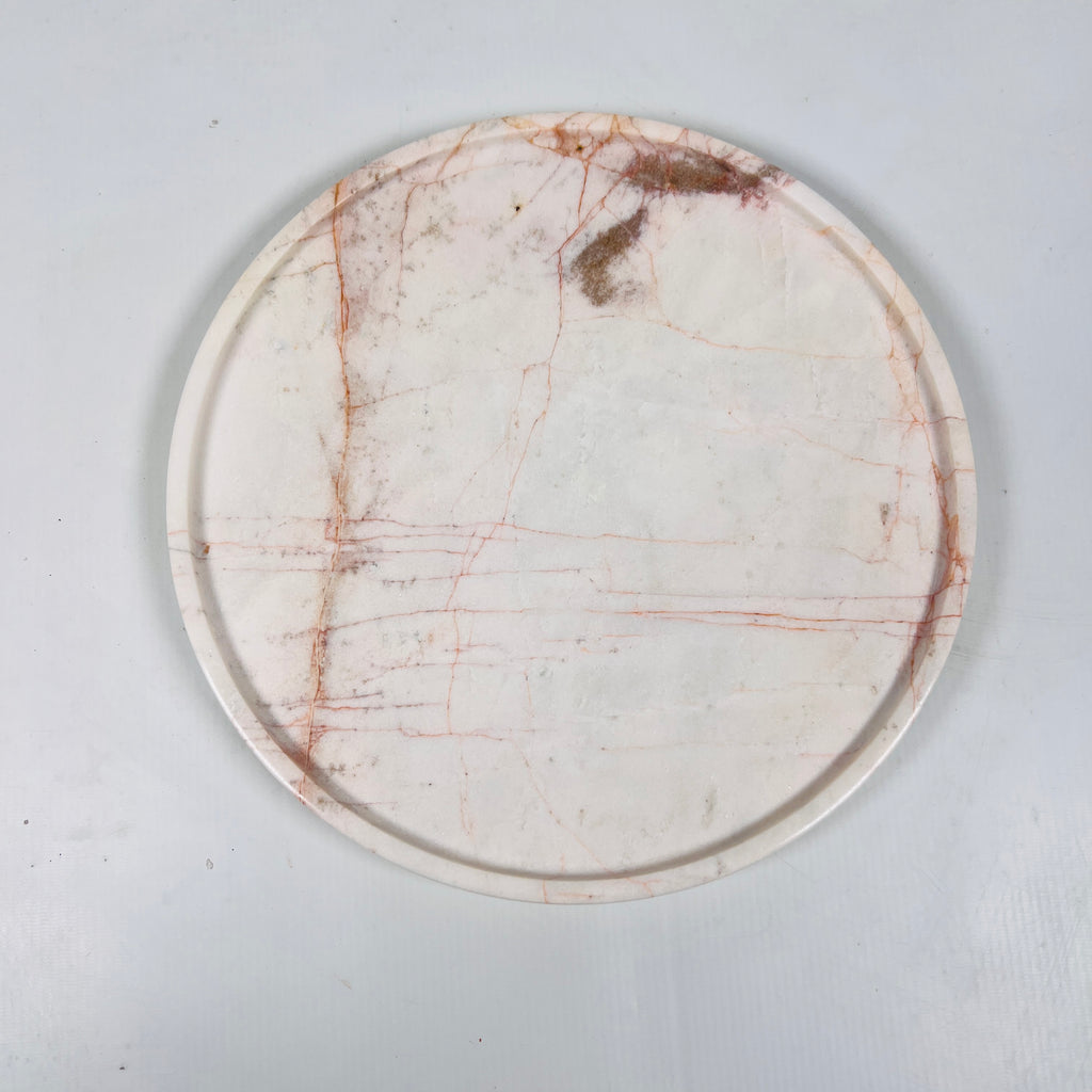 White With Red Veins Marble Plate