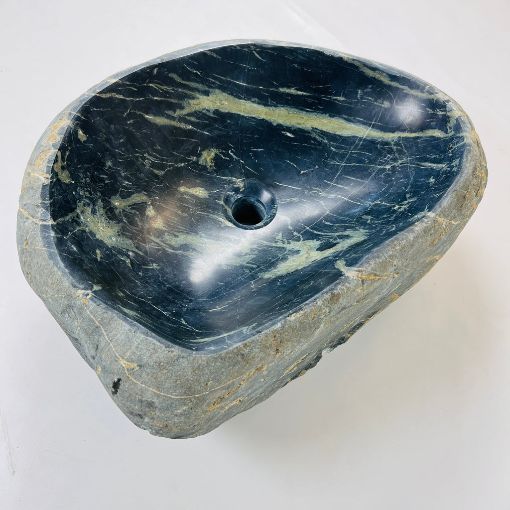 Lime Green Striped River Stone Sink