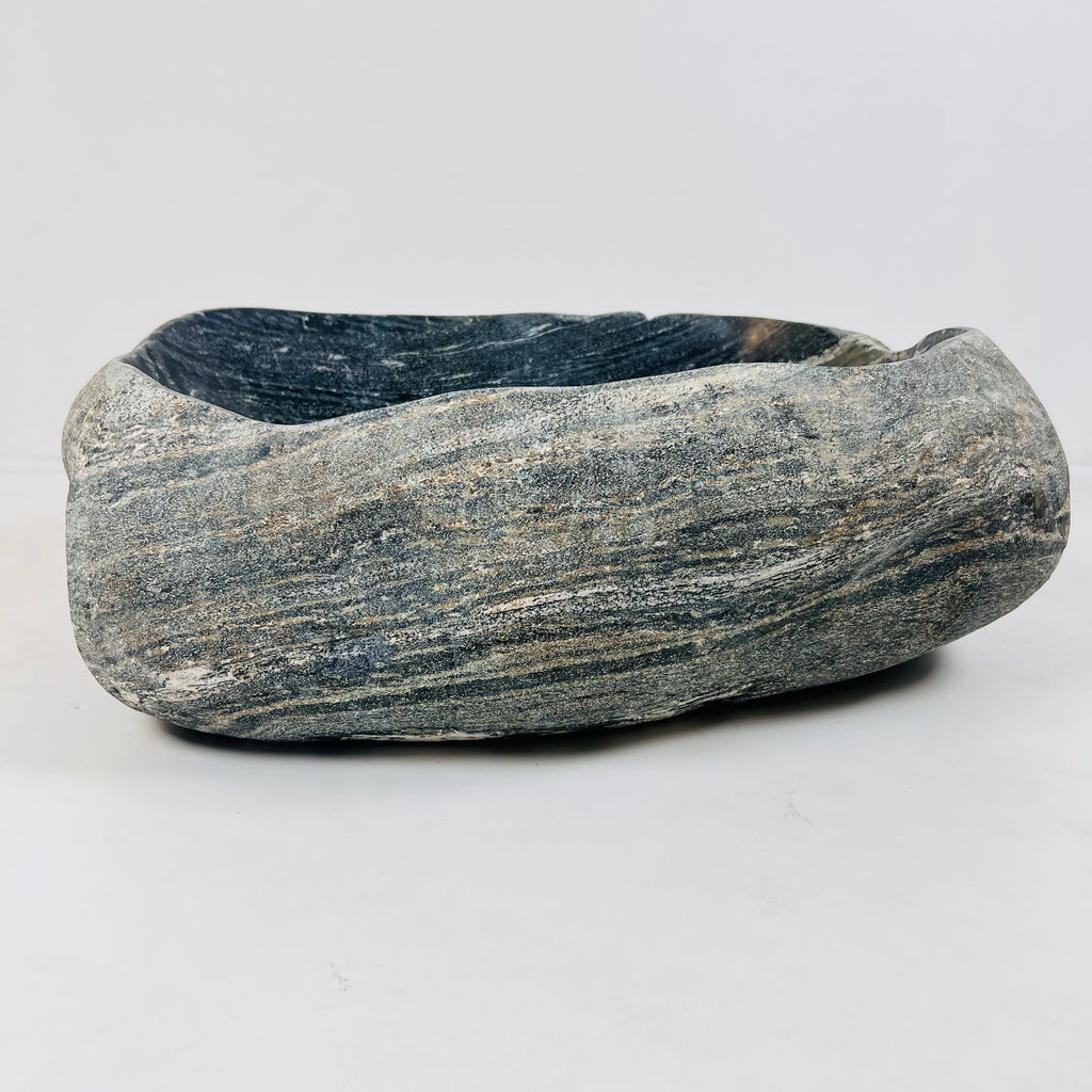 Rippled Dark Grey River Stone Sink