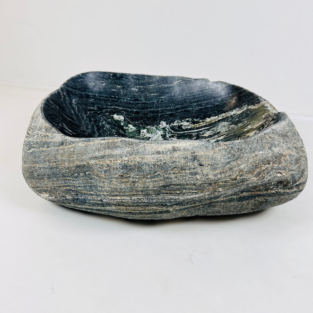 Rippled Dark Grey River Stone Sink