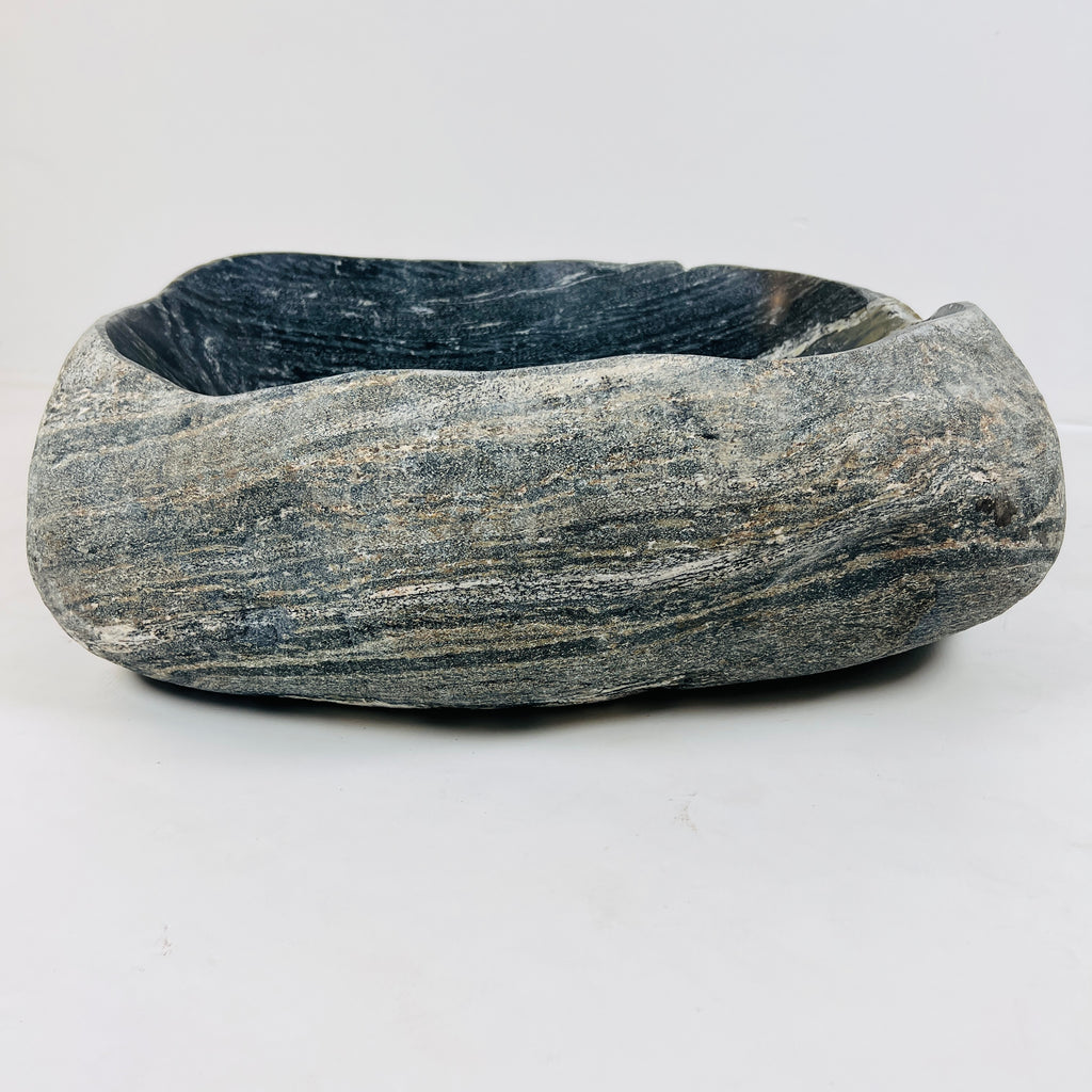 Rippled Dark Grey River Stone Sink