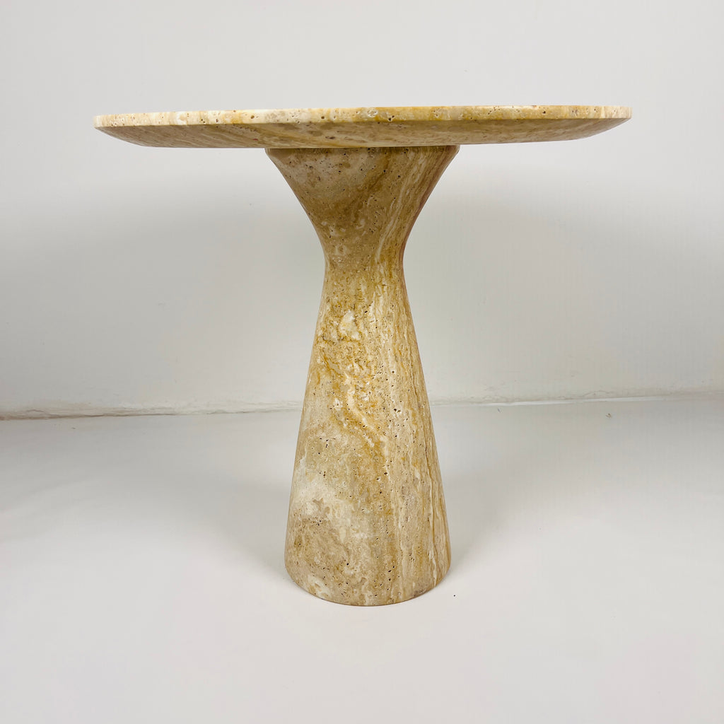 Beige Travertine Side Table