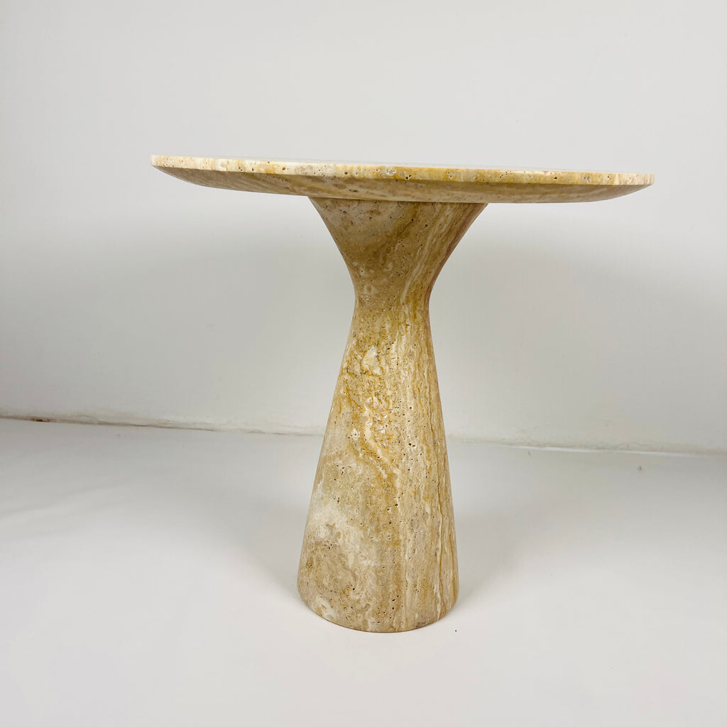 Beige Travertine Side Table