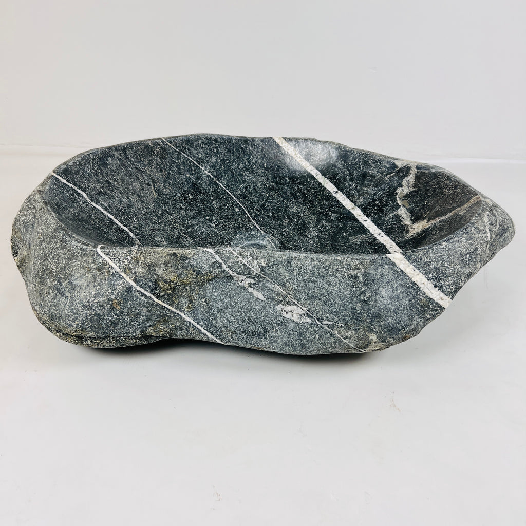 White Ringed River Stone Sink