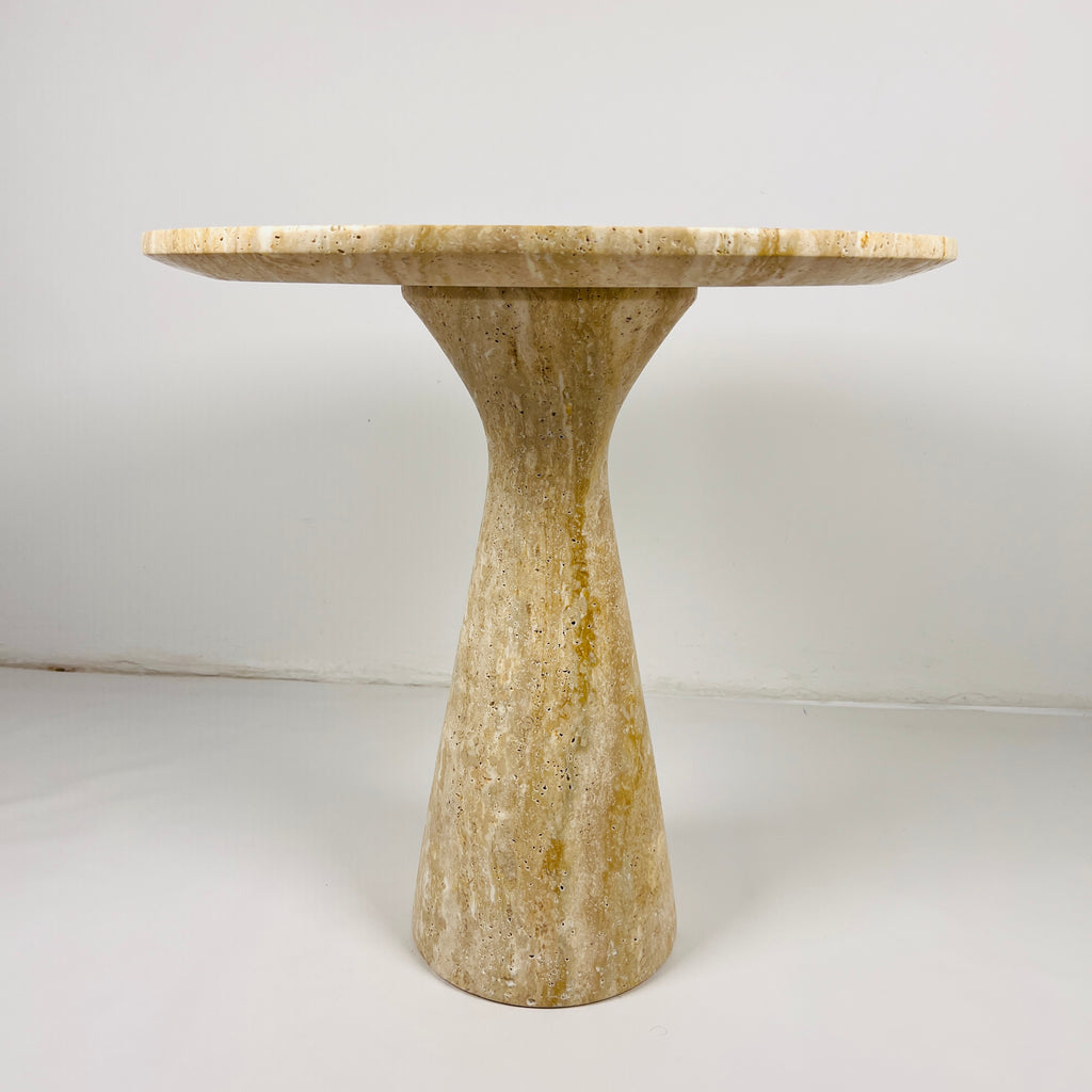 Beige Travertine Side Table