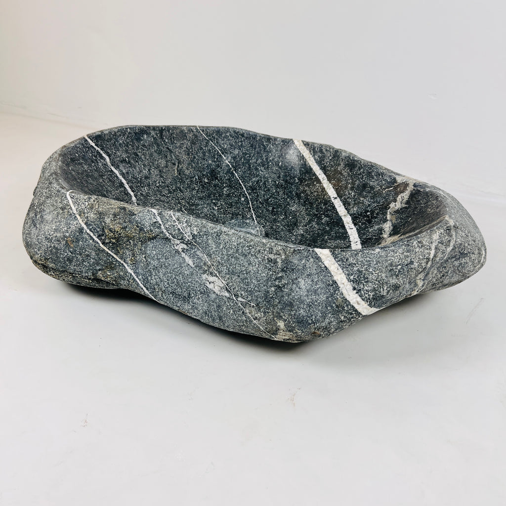 White Ringed River Stone Sink