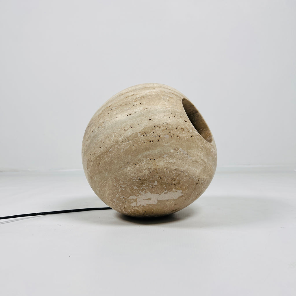 Spherical Travertine Table Lamp