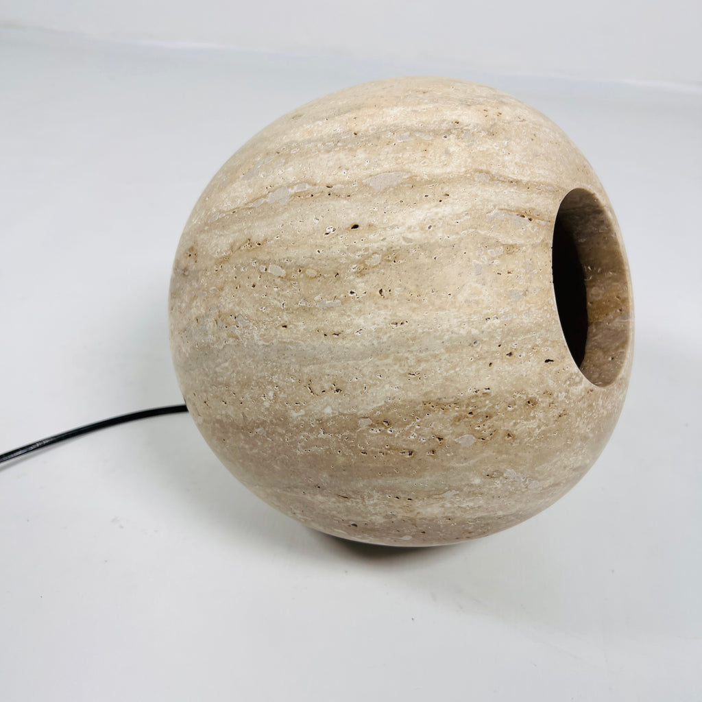 Spherical Travertine Table Lamp