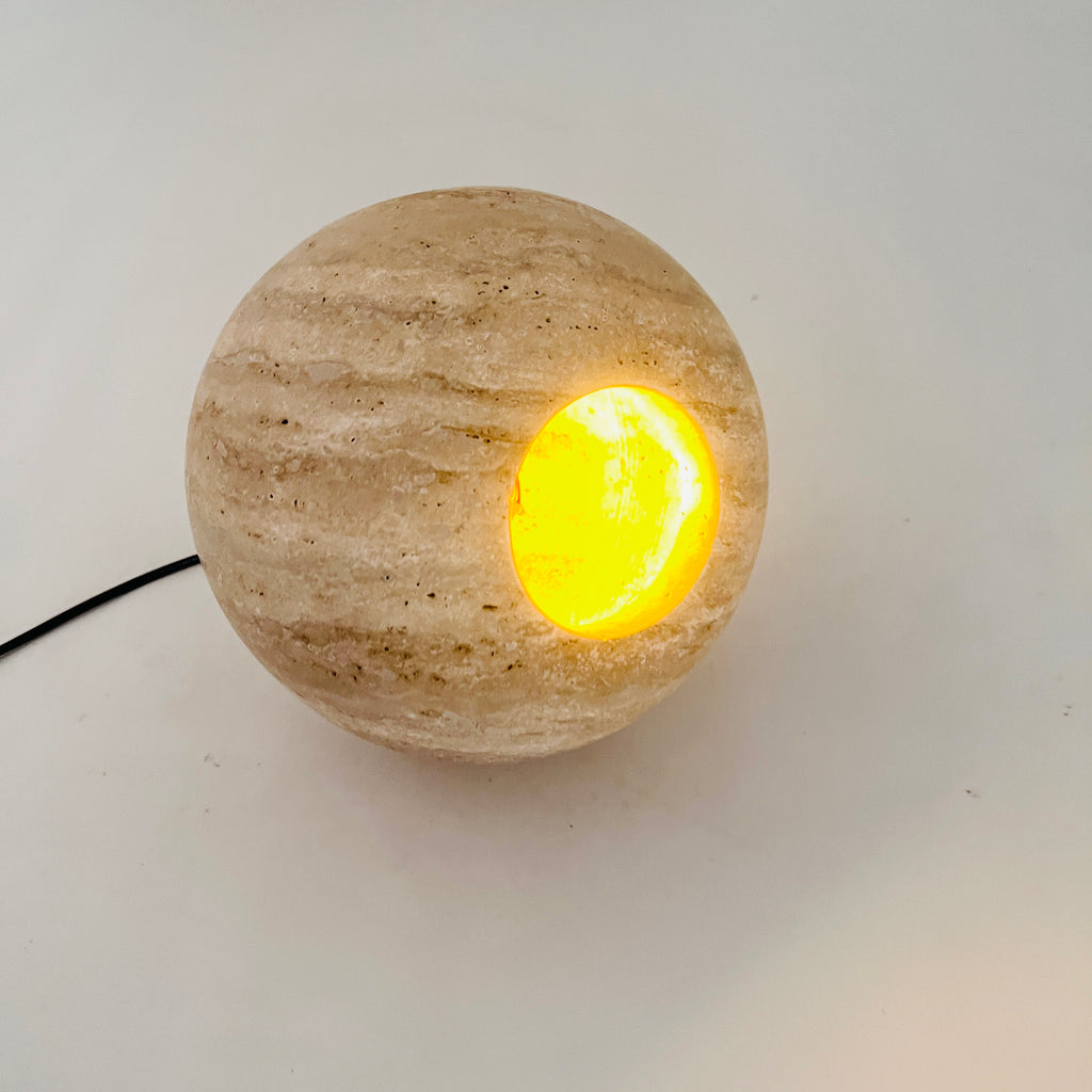 Spherical Travertine Table Lamp