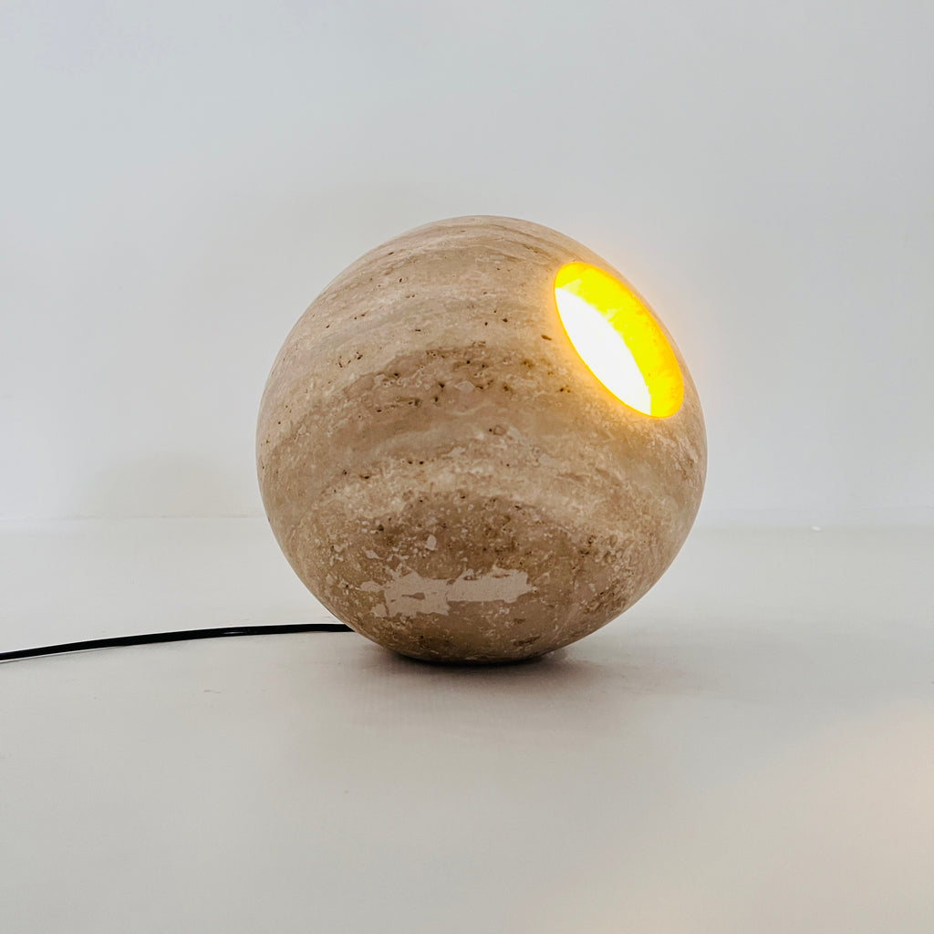 Spherical Travertine Table Lamp