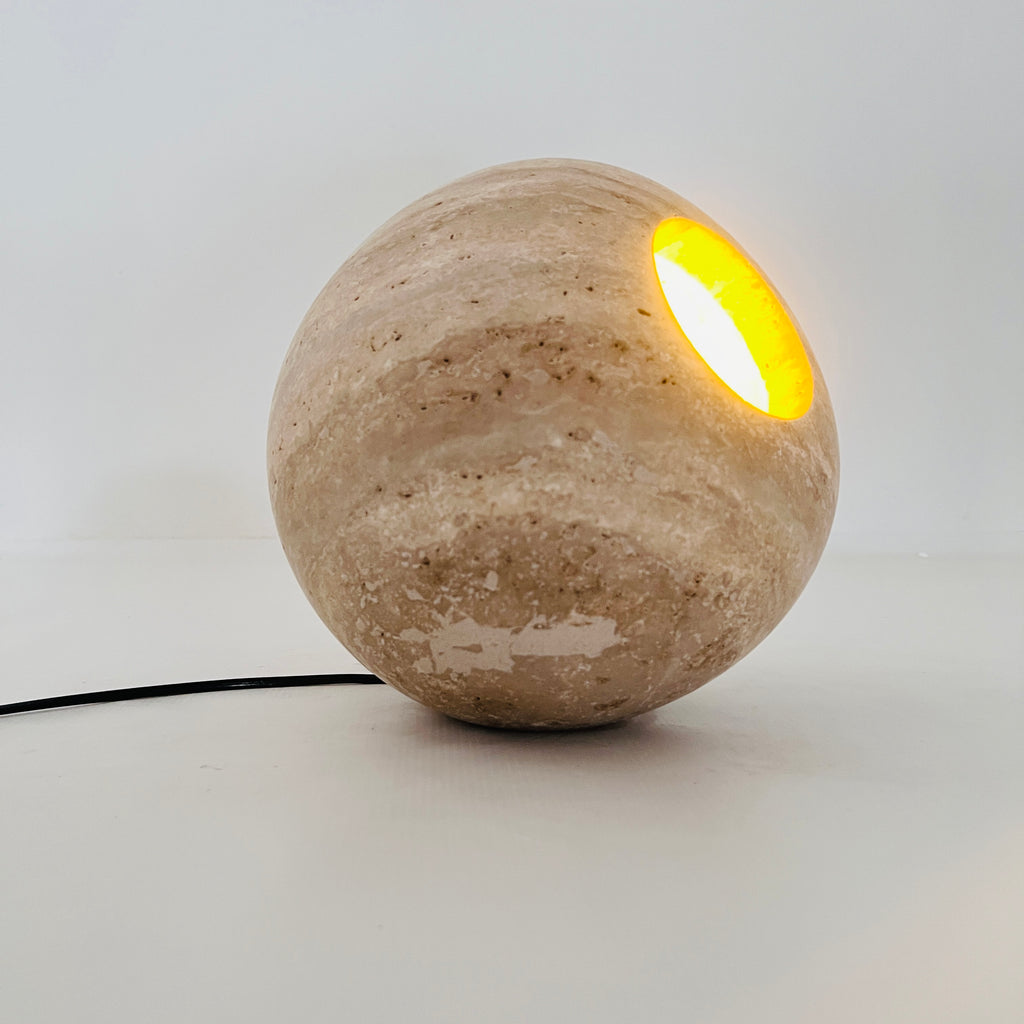 Spherical Travertine Table Lamp