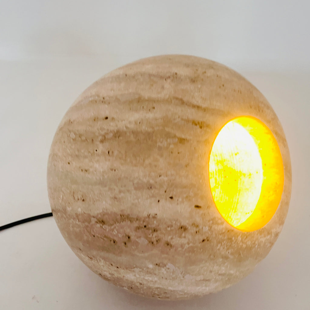 Spherical Travertine Table Lamp