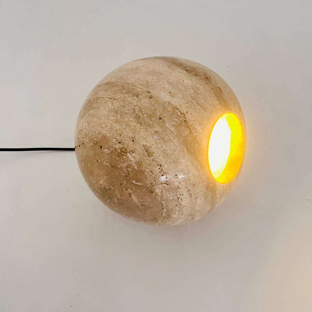 Spherical Travertine Table Lamp