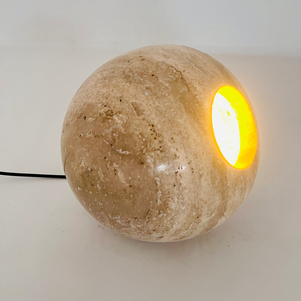 Spherical Travertine Table Lamp