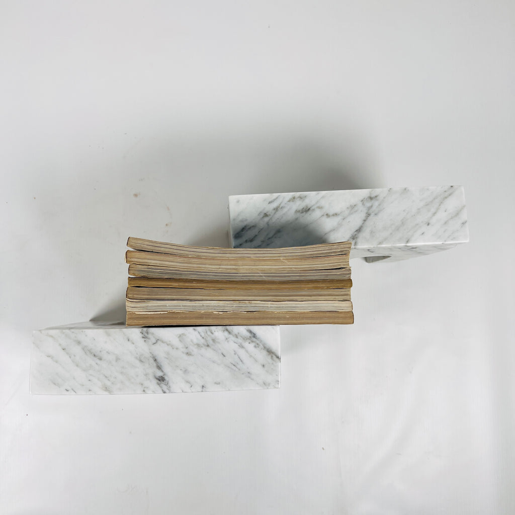 Puzzle Gray Marble Bookend Pair