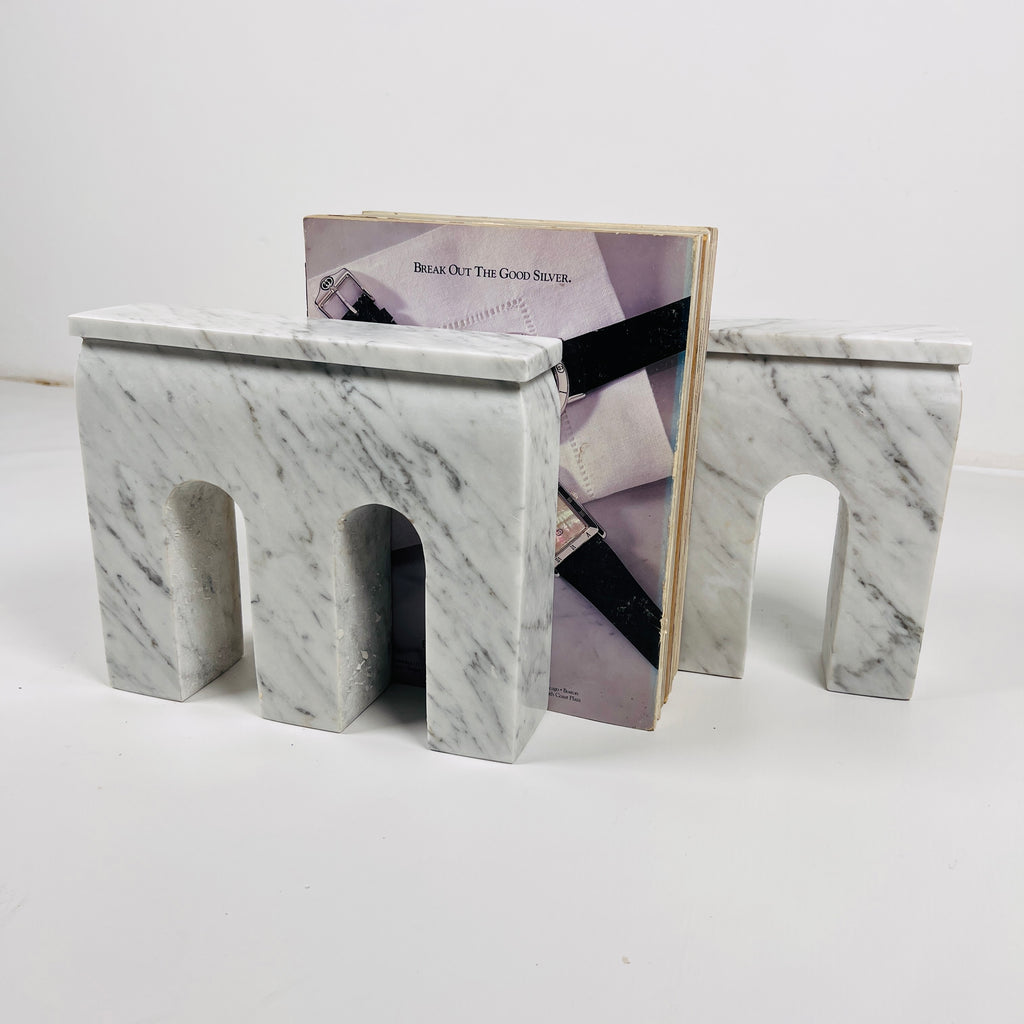 Puzzle Gray Marble Bookend Pair