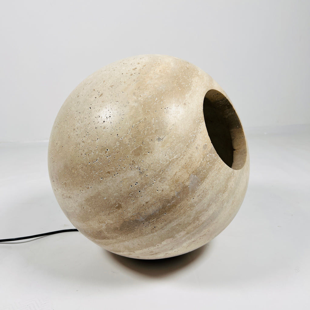 Spherical Travertine Table Lamp