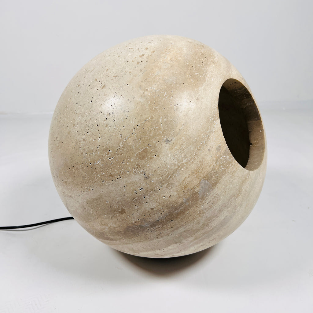 Spherical Travertine Table Lamp