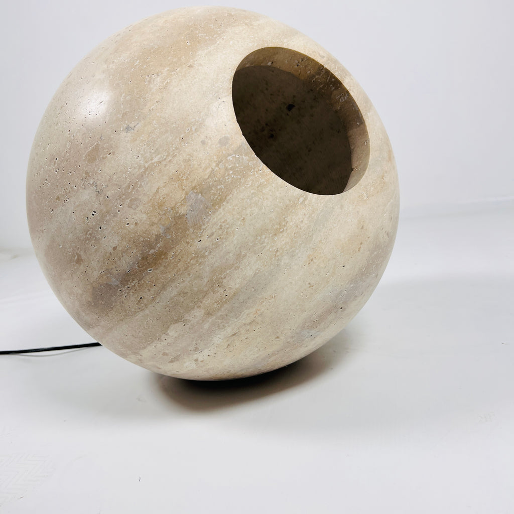 Spherical Travertine Table Lamp