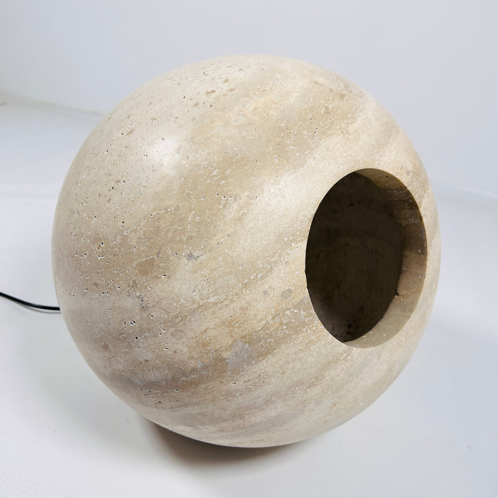 Spherical Travertine Table Lamp