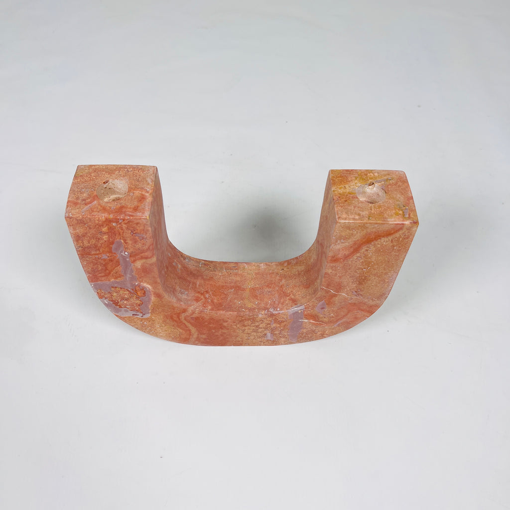 U-Shaped Travertine Candle Stand