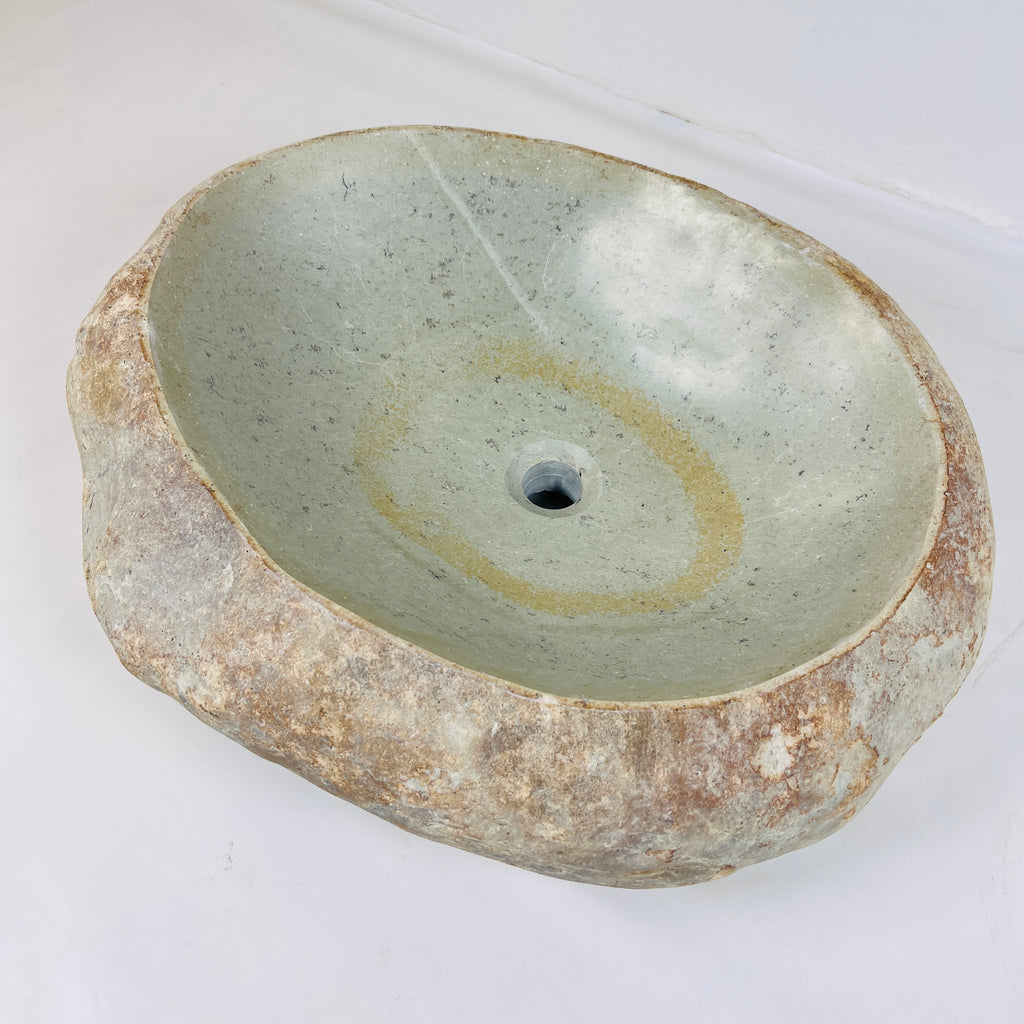 Mustard Ringed River Stone Sink