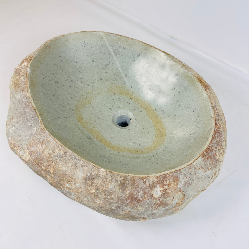 Mustard Ringed River Stone Sink