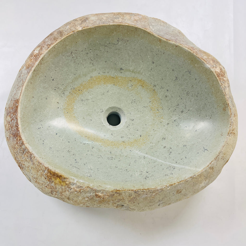 Mustard Ringed River Stone Sink