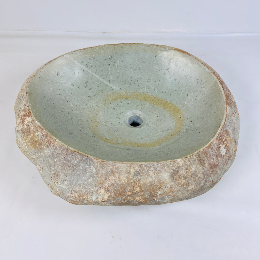 Mustard Ringed River Stone Sink