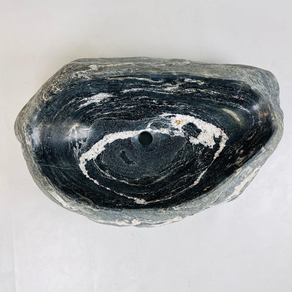 Deep White Rippled River Stone Sink