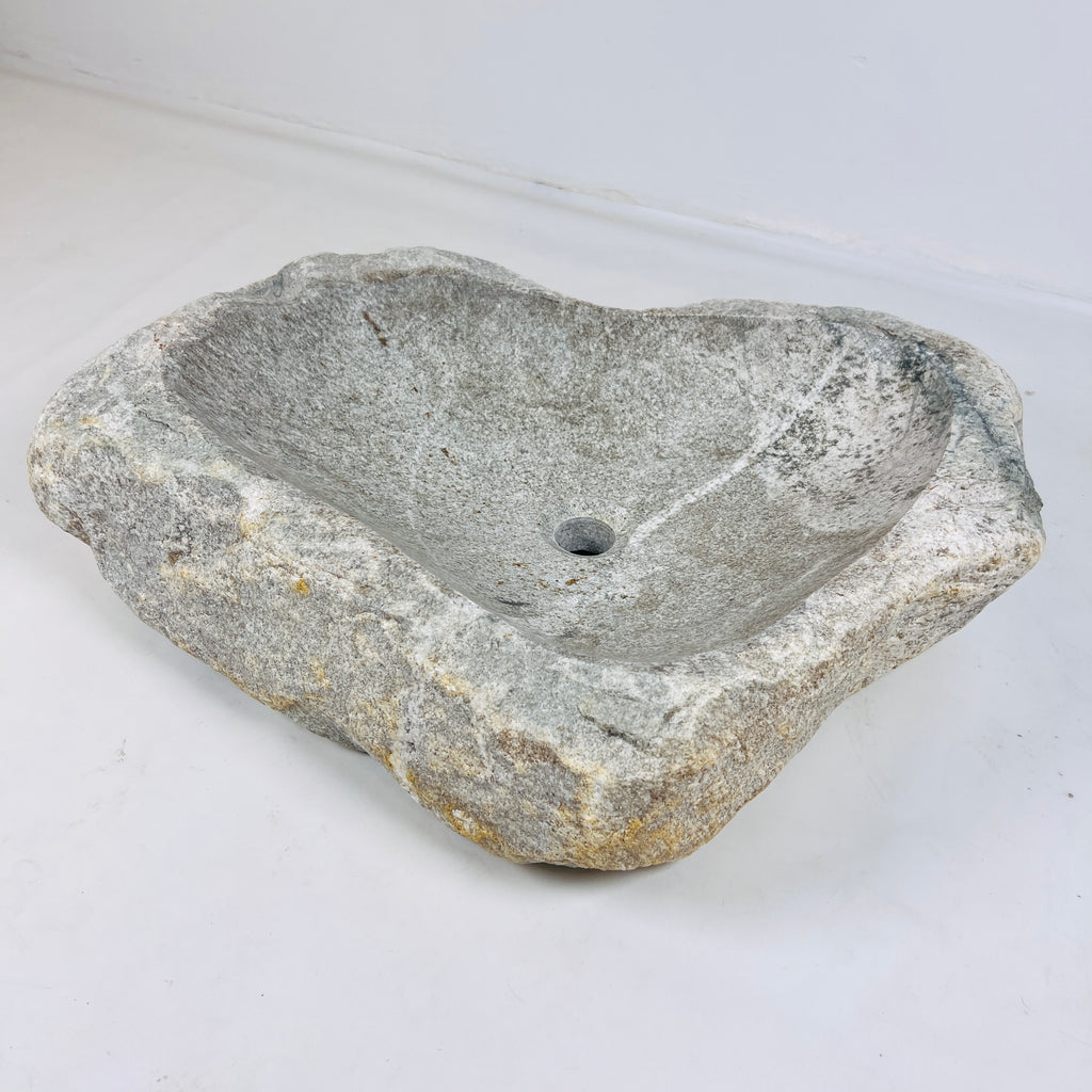 Heart Shaped Streaked River Stone Sink