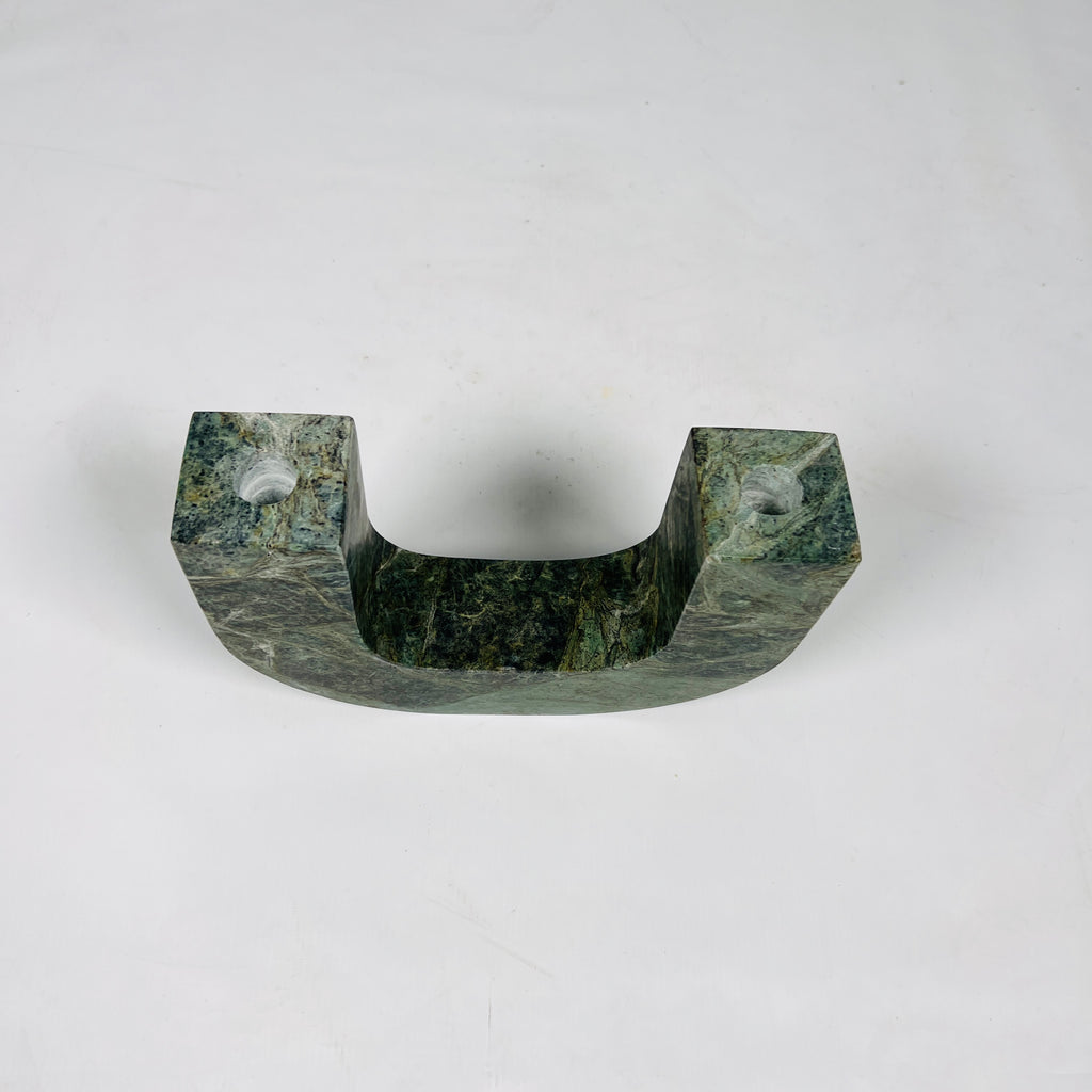 U-Shaped Green Marble Candle Stand